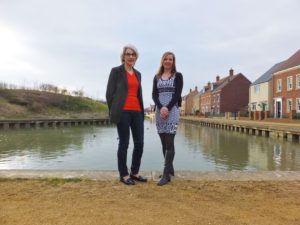Councillor Nadine Watts and Jane Milner-Barry at East Wichel Canal