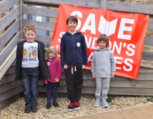 Young supporters of the Save Swindon Libraries campaign