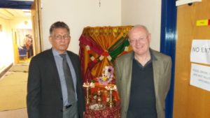 Councillors Derique Montaut and Jim Grant at Swindon Hindu Temple & Cultural Centre