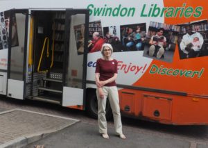 Councillor Jane Milner-Barry in front of the Swindon Mobile Library