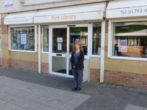 Councillor Fay Howard in front of Park Library