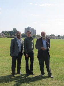 Councillors Abdul Amin, Emma Bushell and Steve Allsopp at Shrewsbury Fields