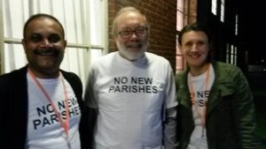 Councillors Emma Bushell, Steve Allsopp and Abdul Amin campaigning against new parishes